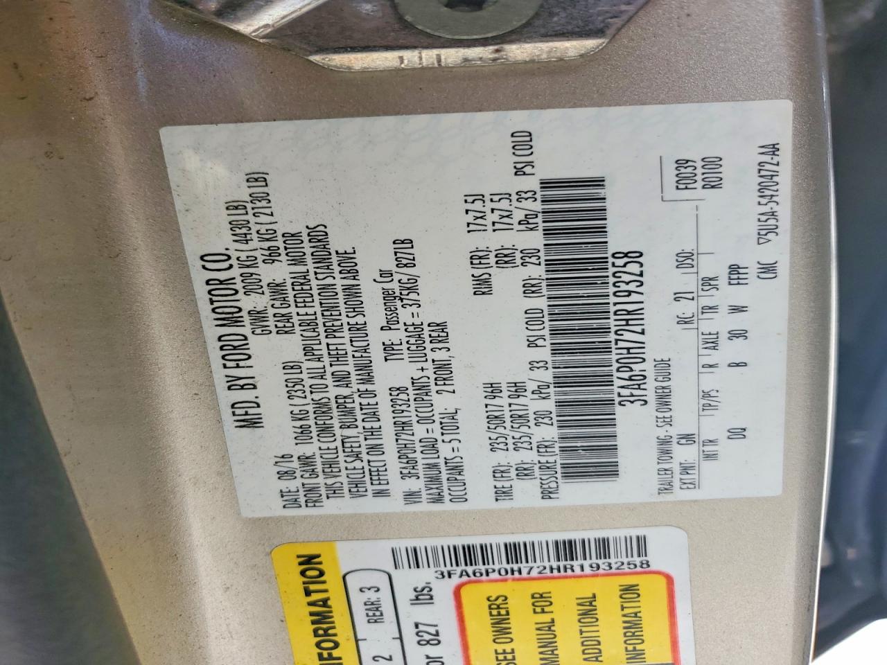 2017 FORD FUSION