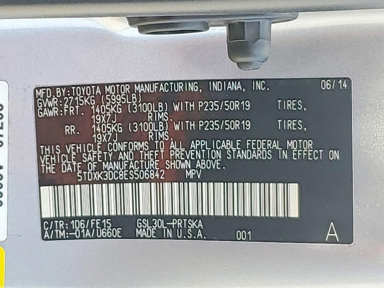 2014 TOYOTA SIENNA