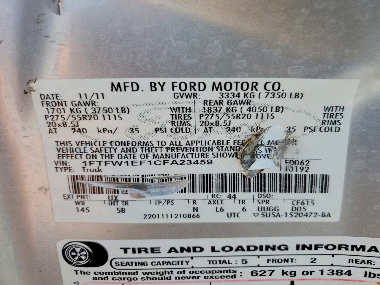 2012 FORD F150