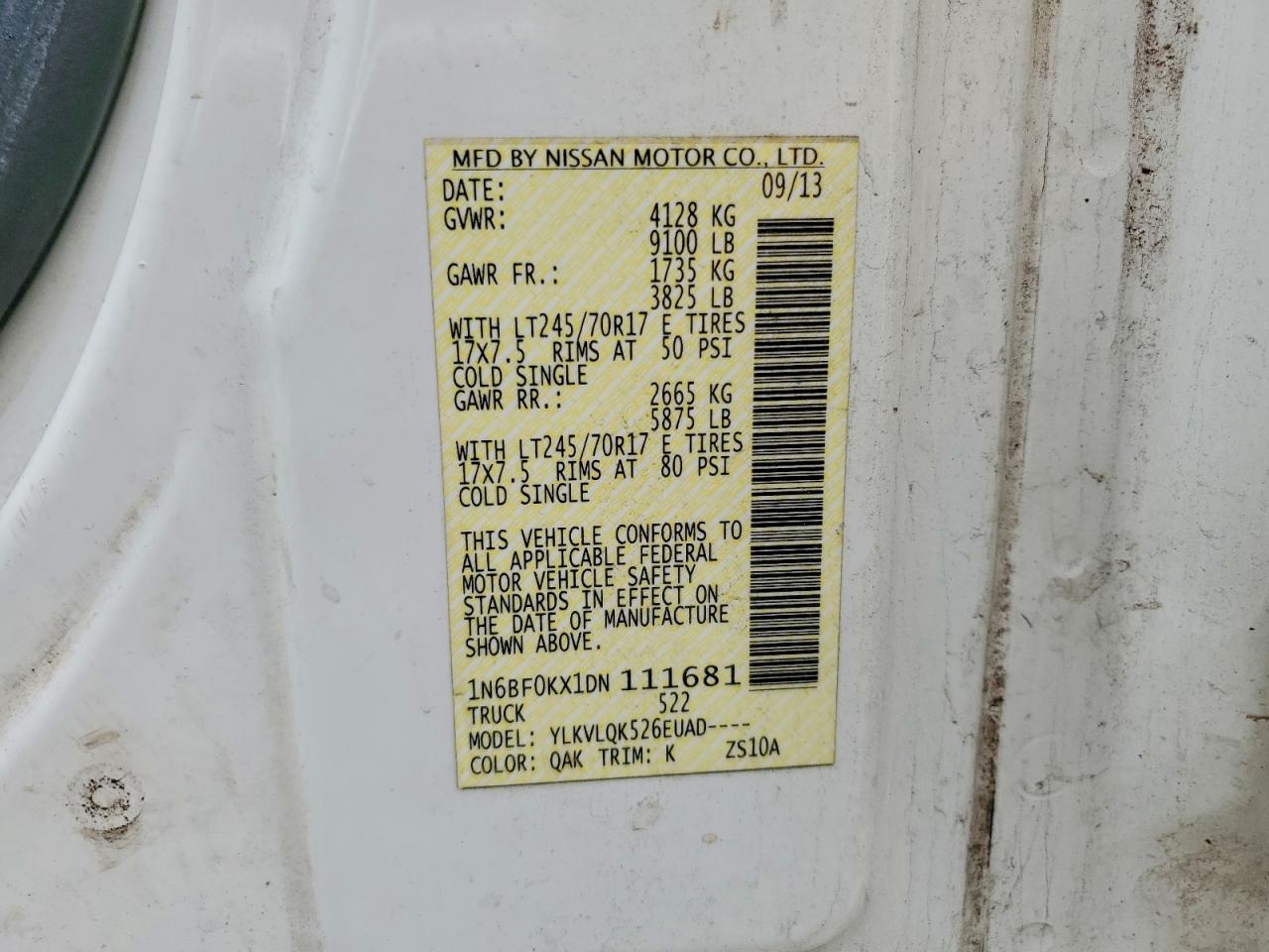 2013 NISSAN NV