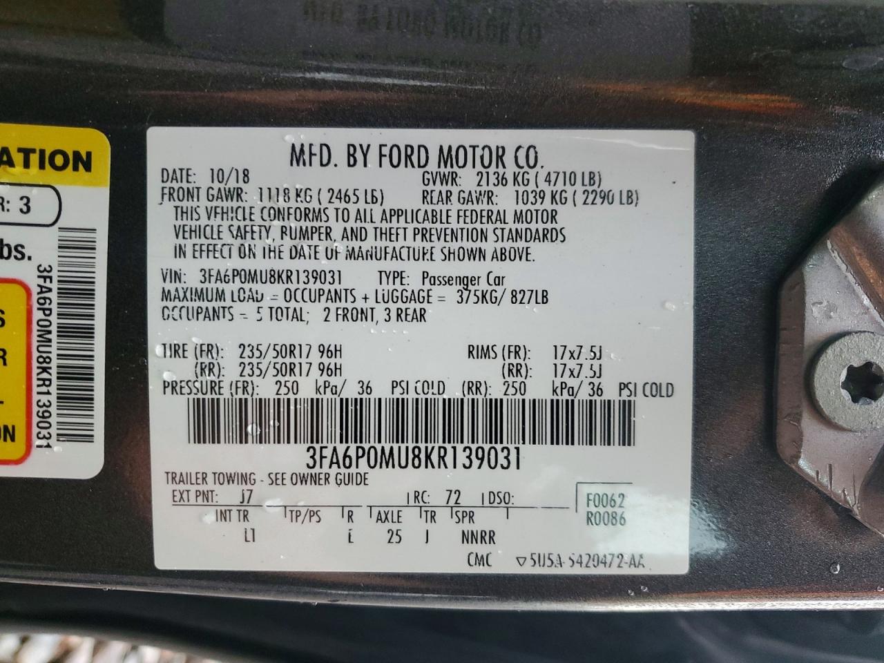 2019 FORD FUSION