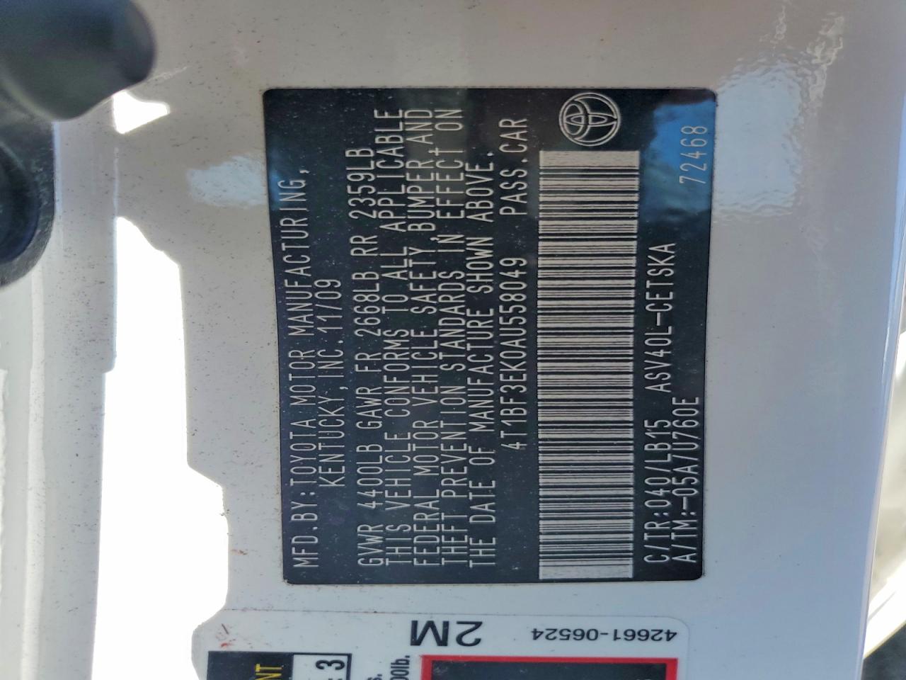 2010 TOYOTA CAMRY