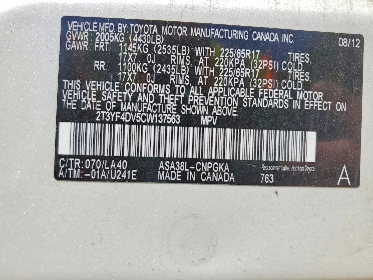 2012 TOYOTA RAV4