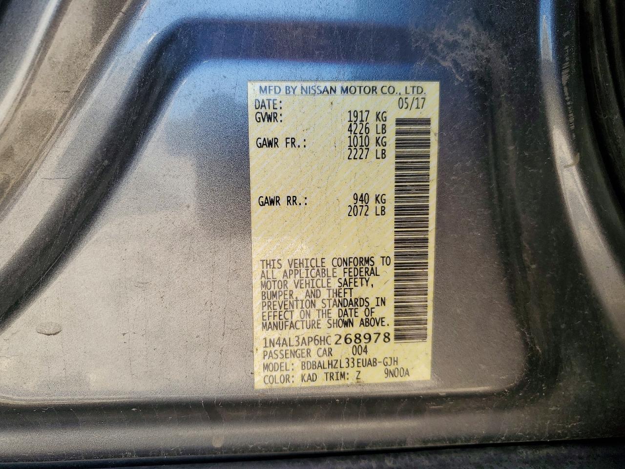 2017 NISSAN ALTIMA