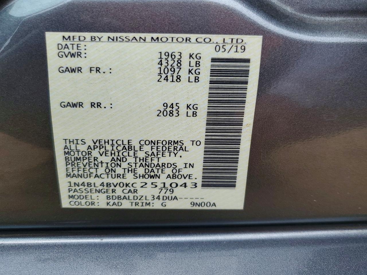 2019 NISSAN ALTIMA