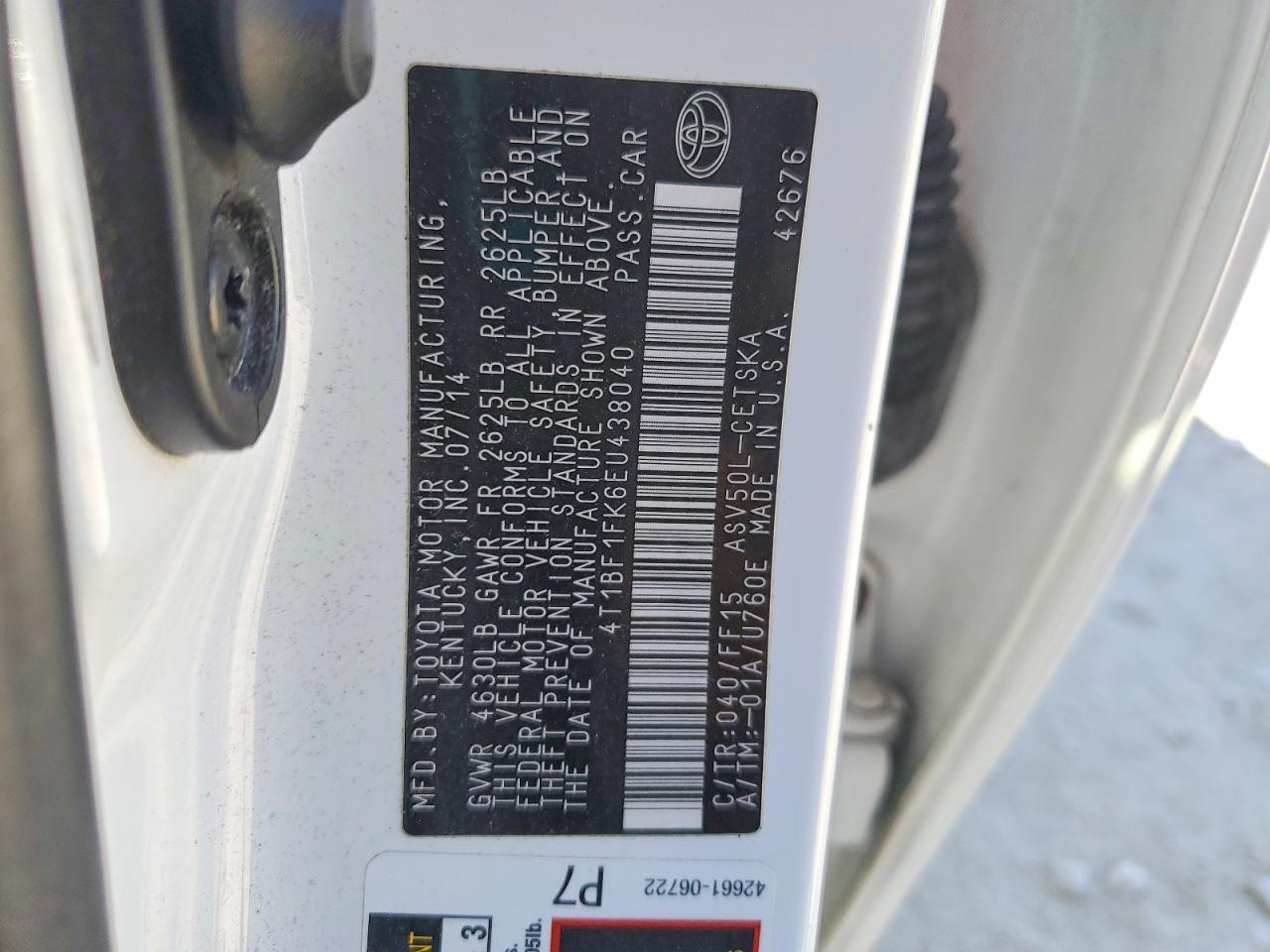 2014 TOYOTA CAMRY