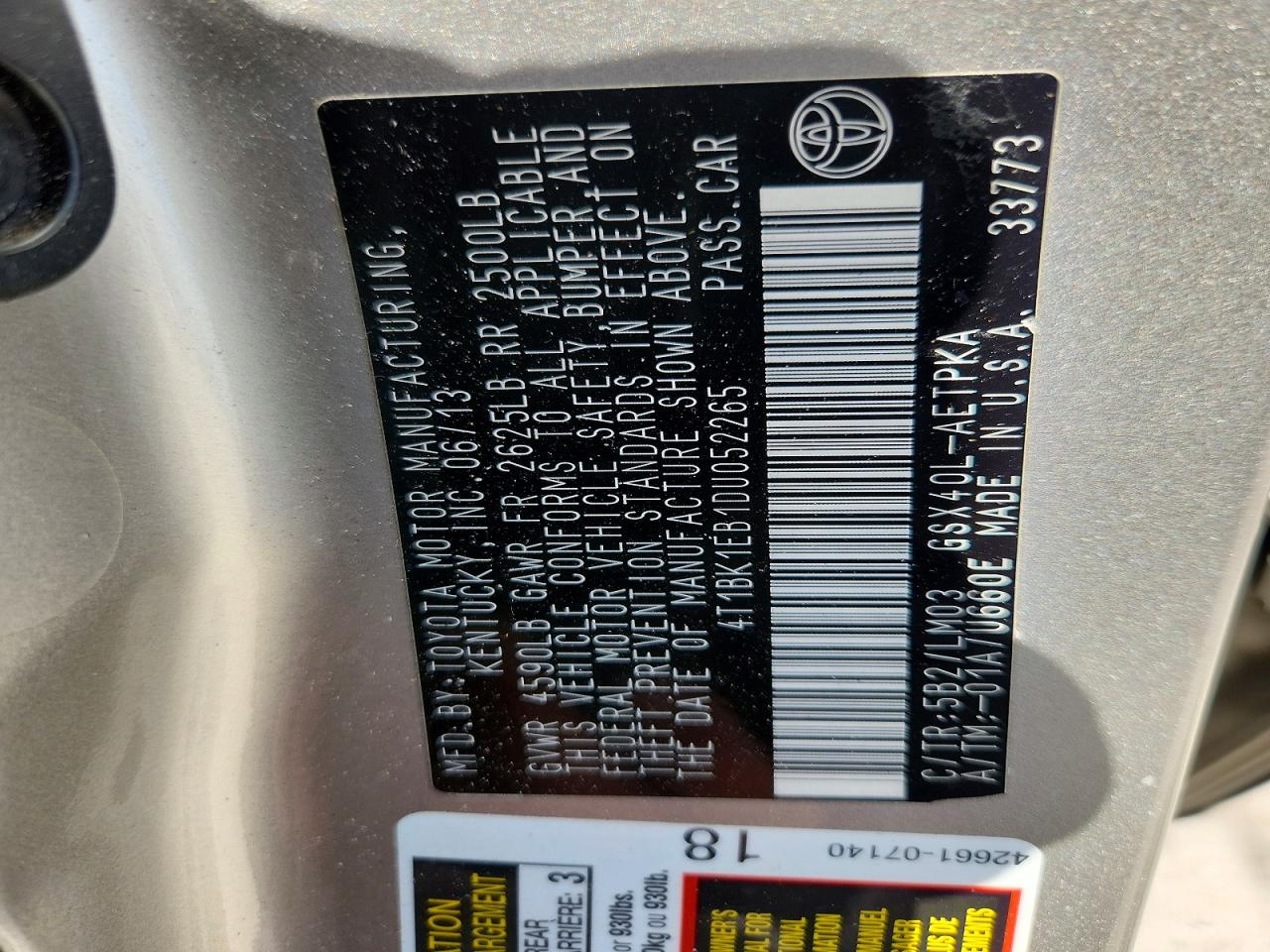 2013 TOYOTA AVALON