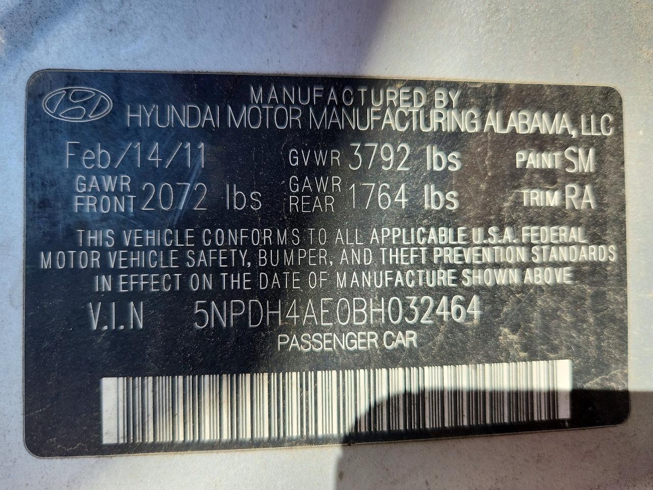 2011 HYUNDAI ELANTRA