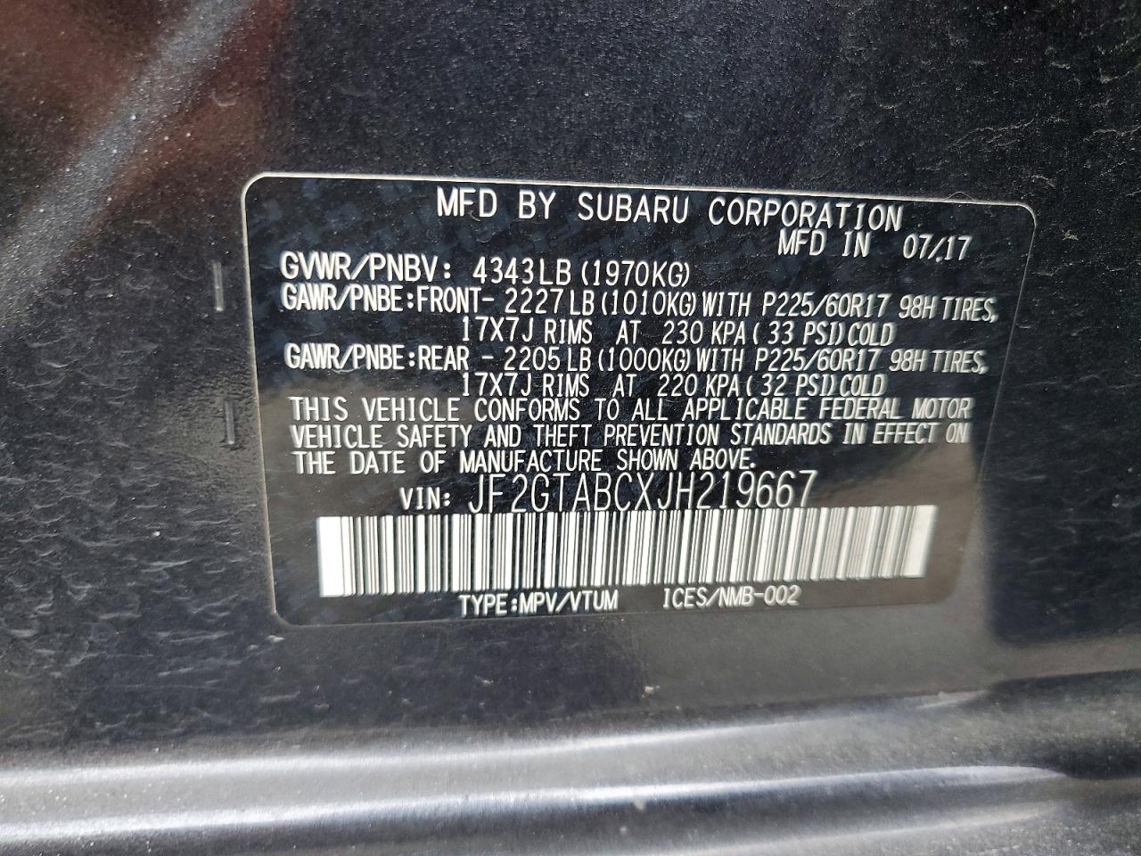 2018 SUBARU CROSSTREK