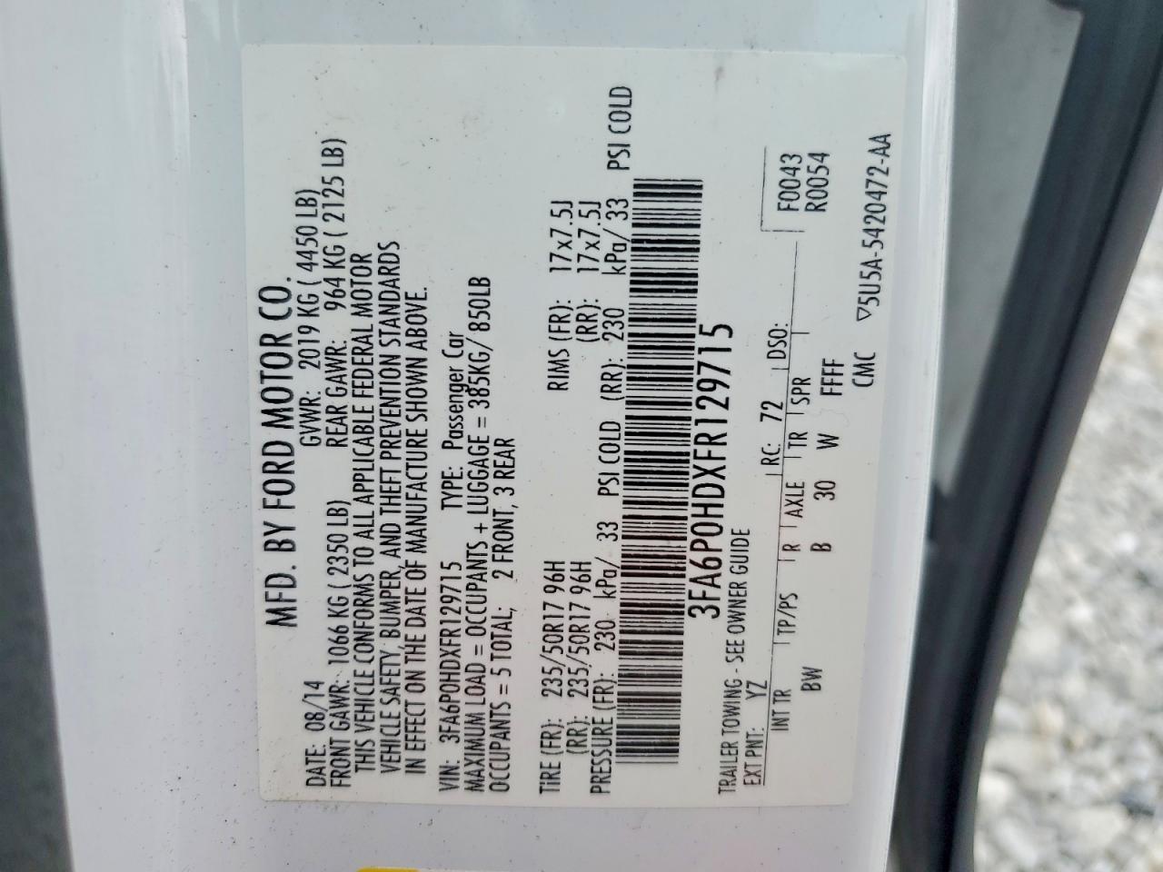2015 FORD FUSION