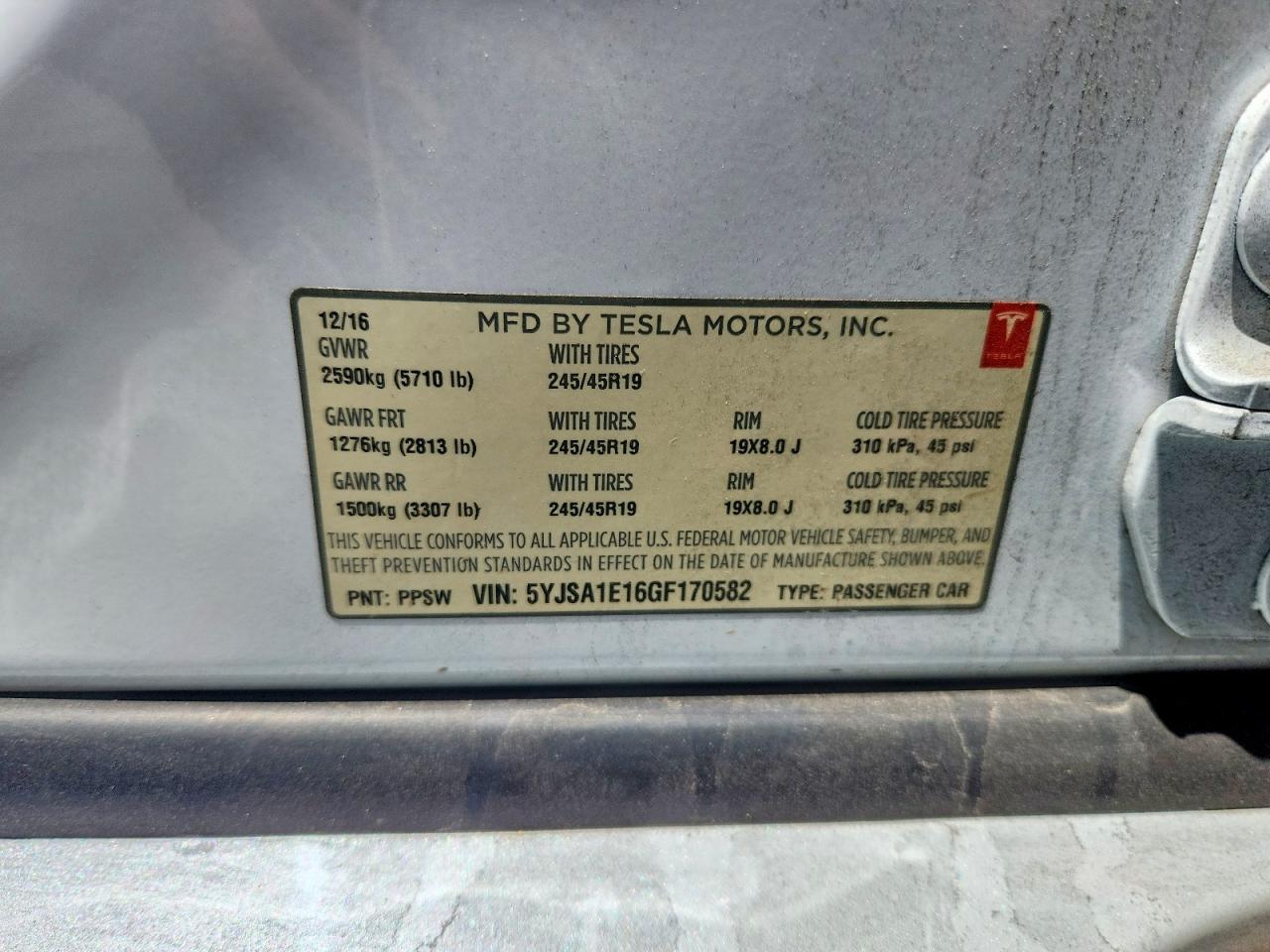 2016 TESLA MODEL S