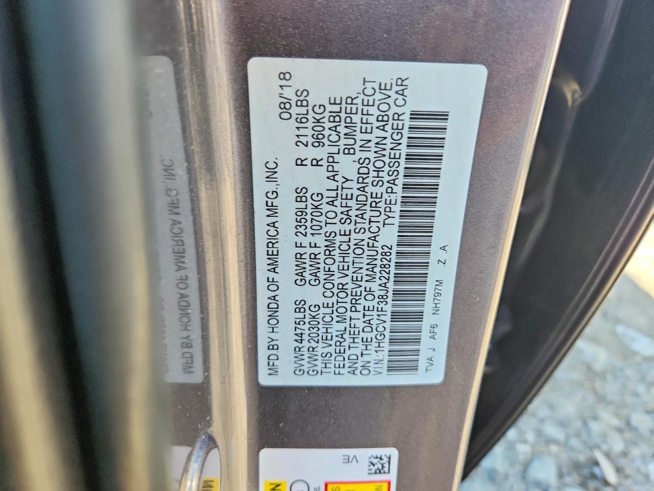 2018 HONDA ACCORD