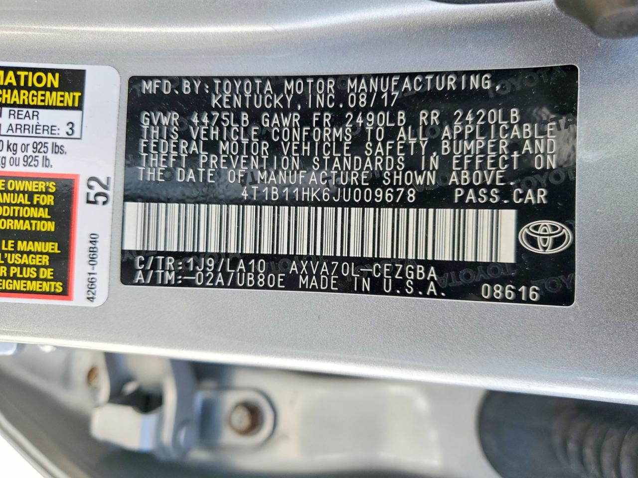 2018 TOYOTA CAMRY