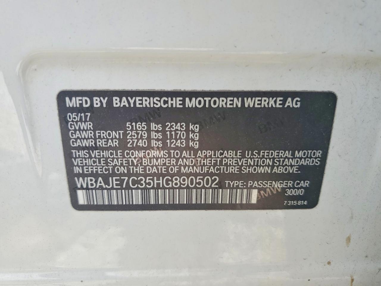 2017 BMW 5 SERIES