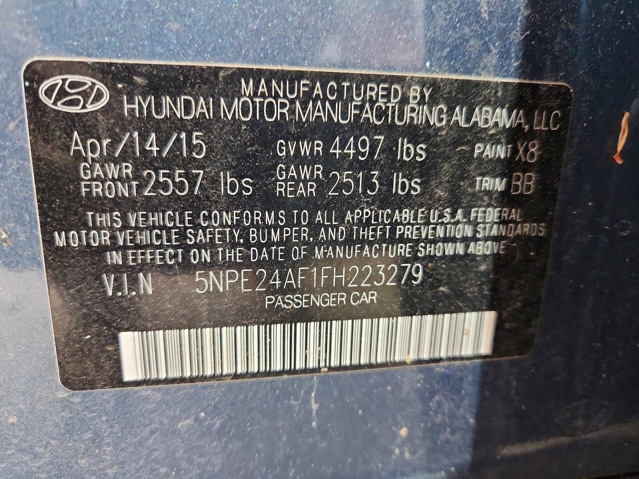 2015 HYUNDAI SONATA
