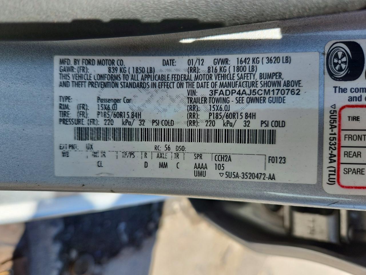 2012 FORD FIESTA