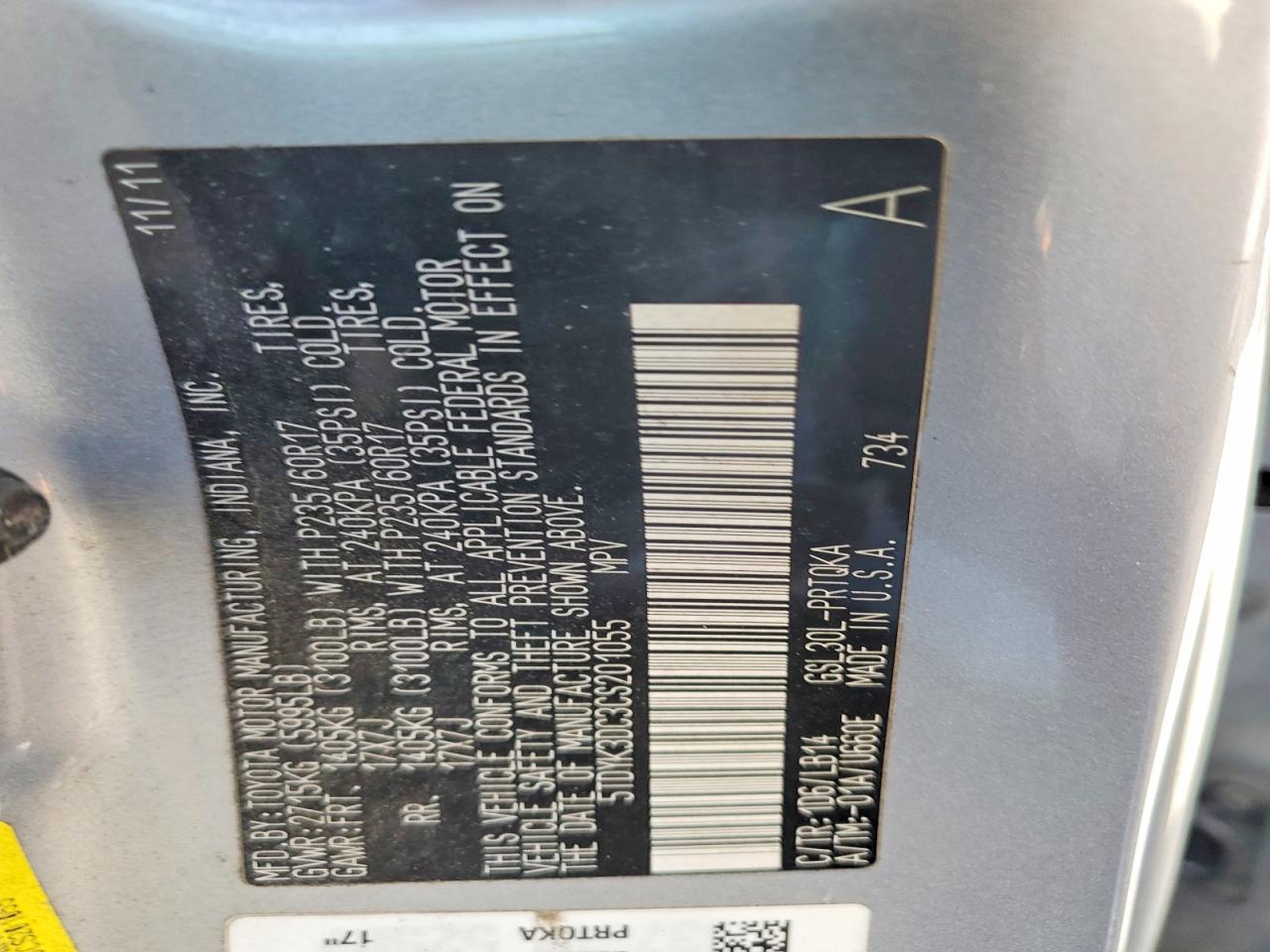 2012 TOYOTA SIENNA XLE