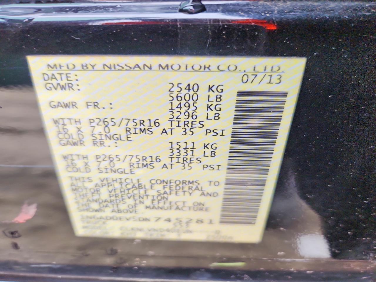 2013 NISSAN FRONTIER