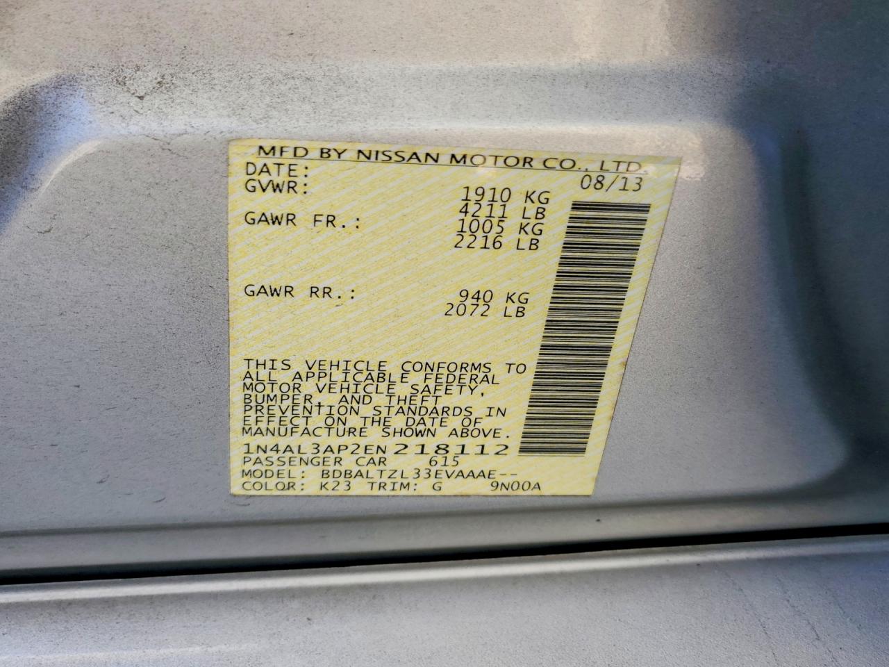 2014 NISSAN ALTIMA