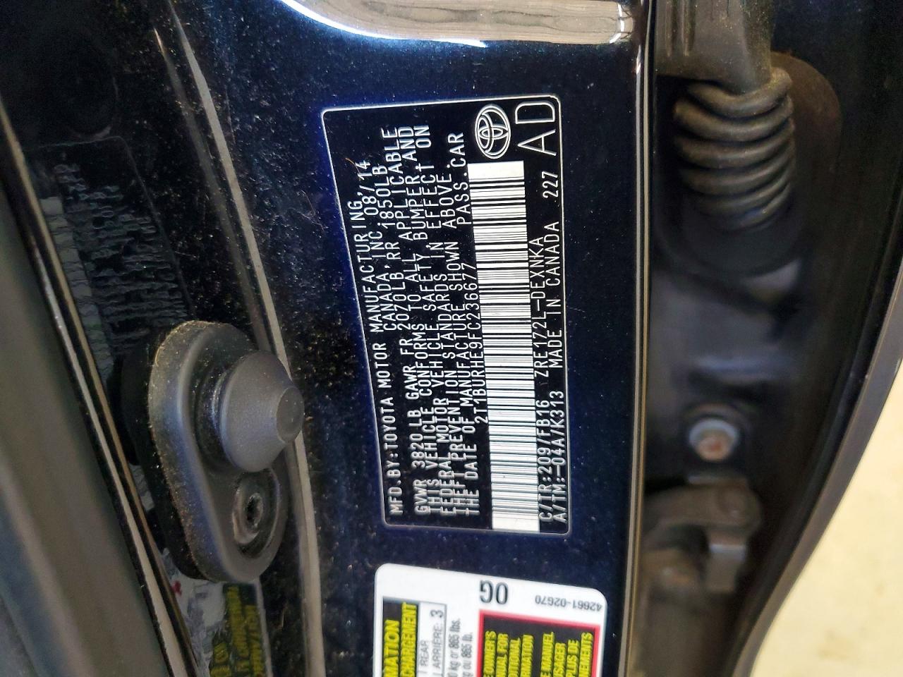 2015 TOYOTA COROLLA