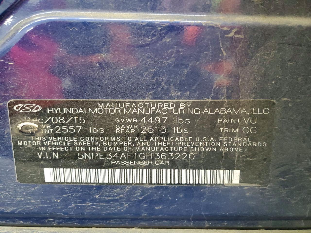 2016 HYUNDAI SONATA