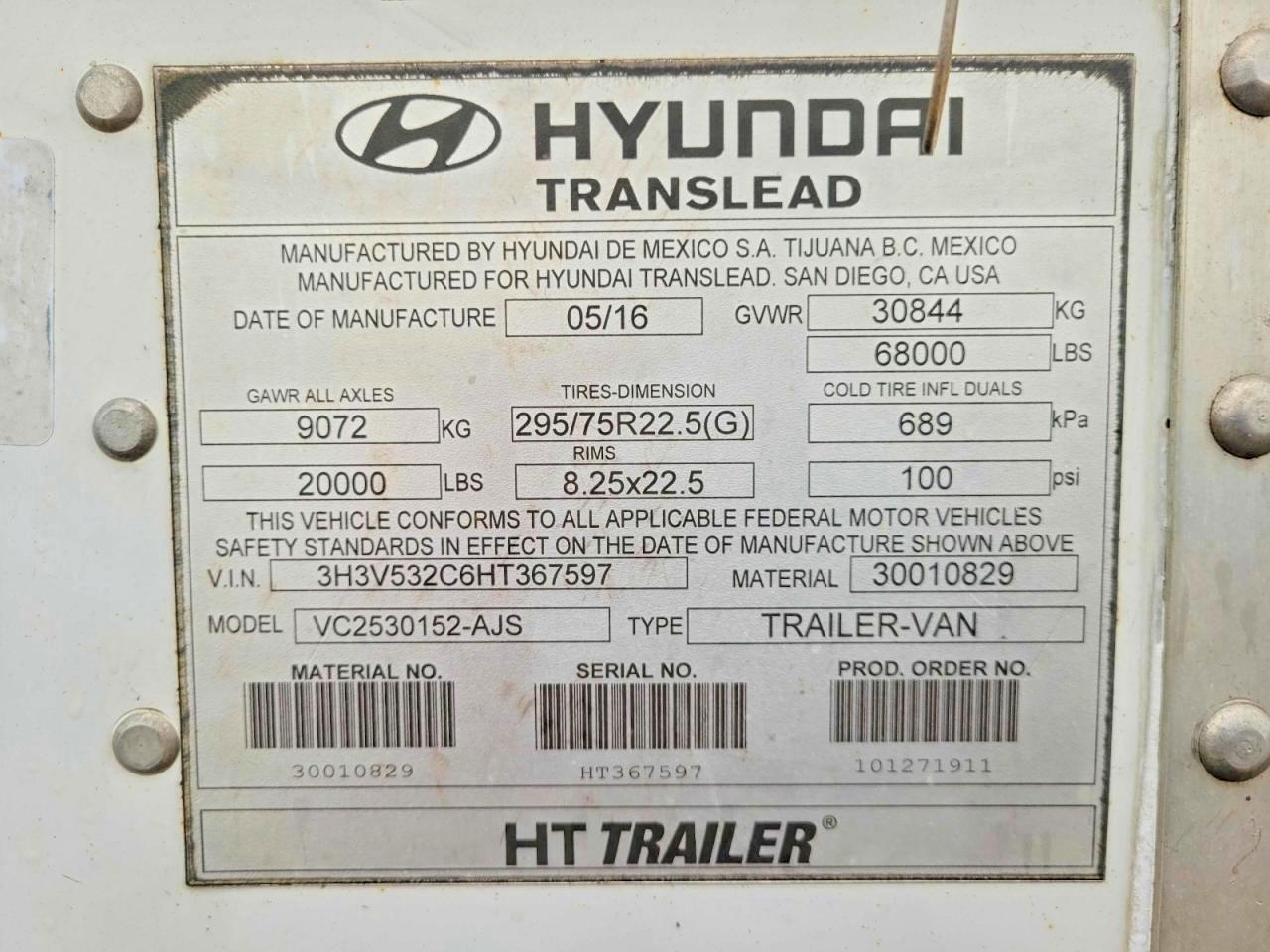 2017 HYUNDAI TRANSLEAD VC2530152-