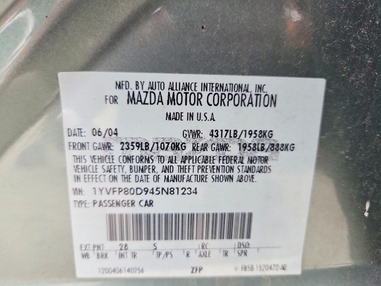 2004 MAZDA 6