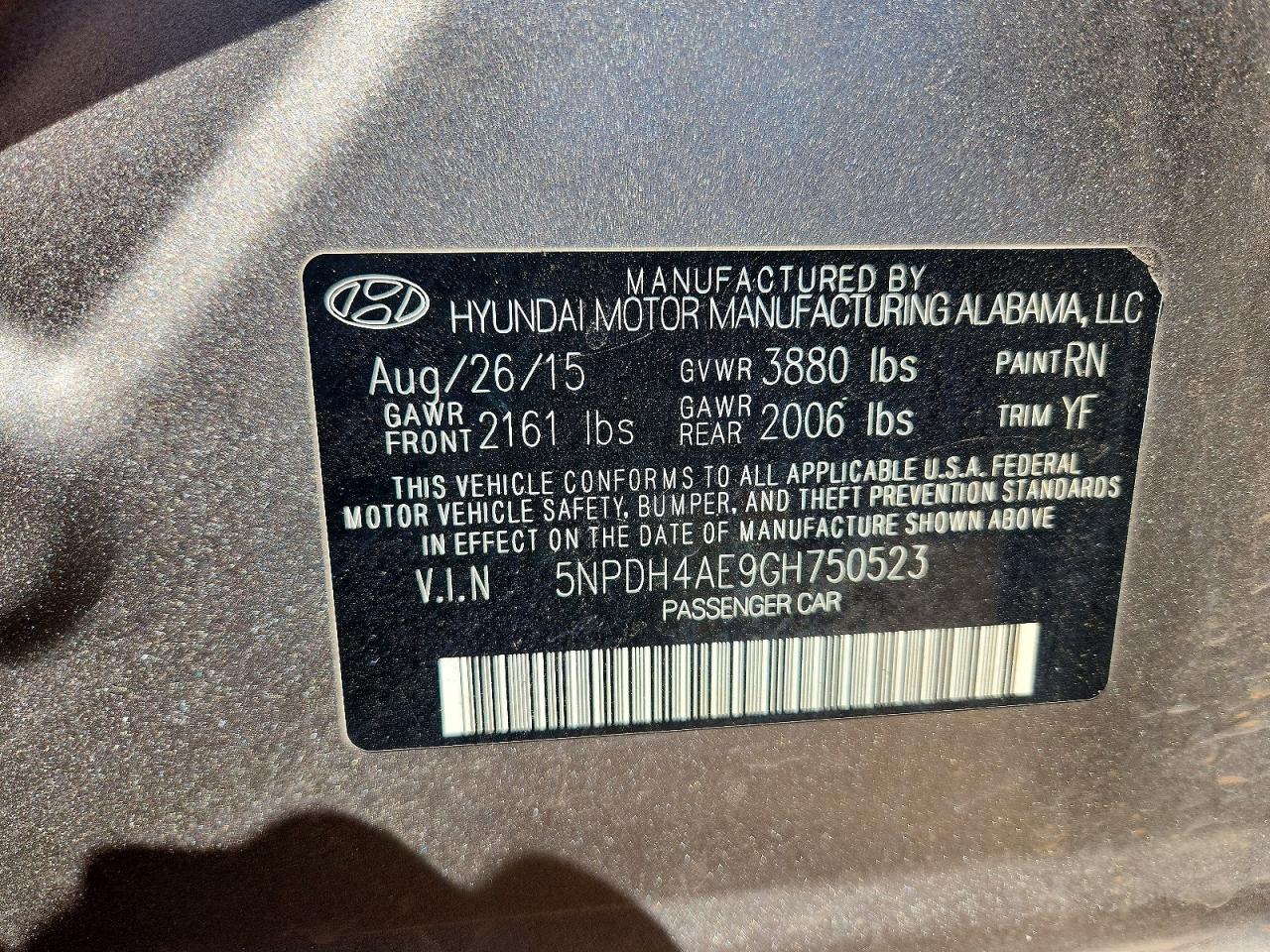 2016 HYUNDAI ELANTRA