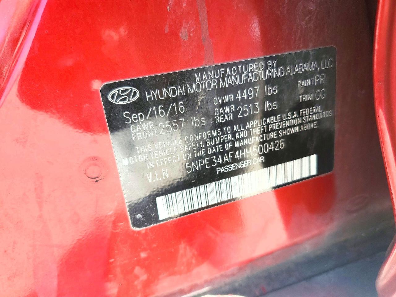 2017 HYUNDAI SONATA