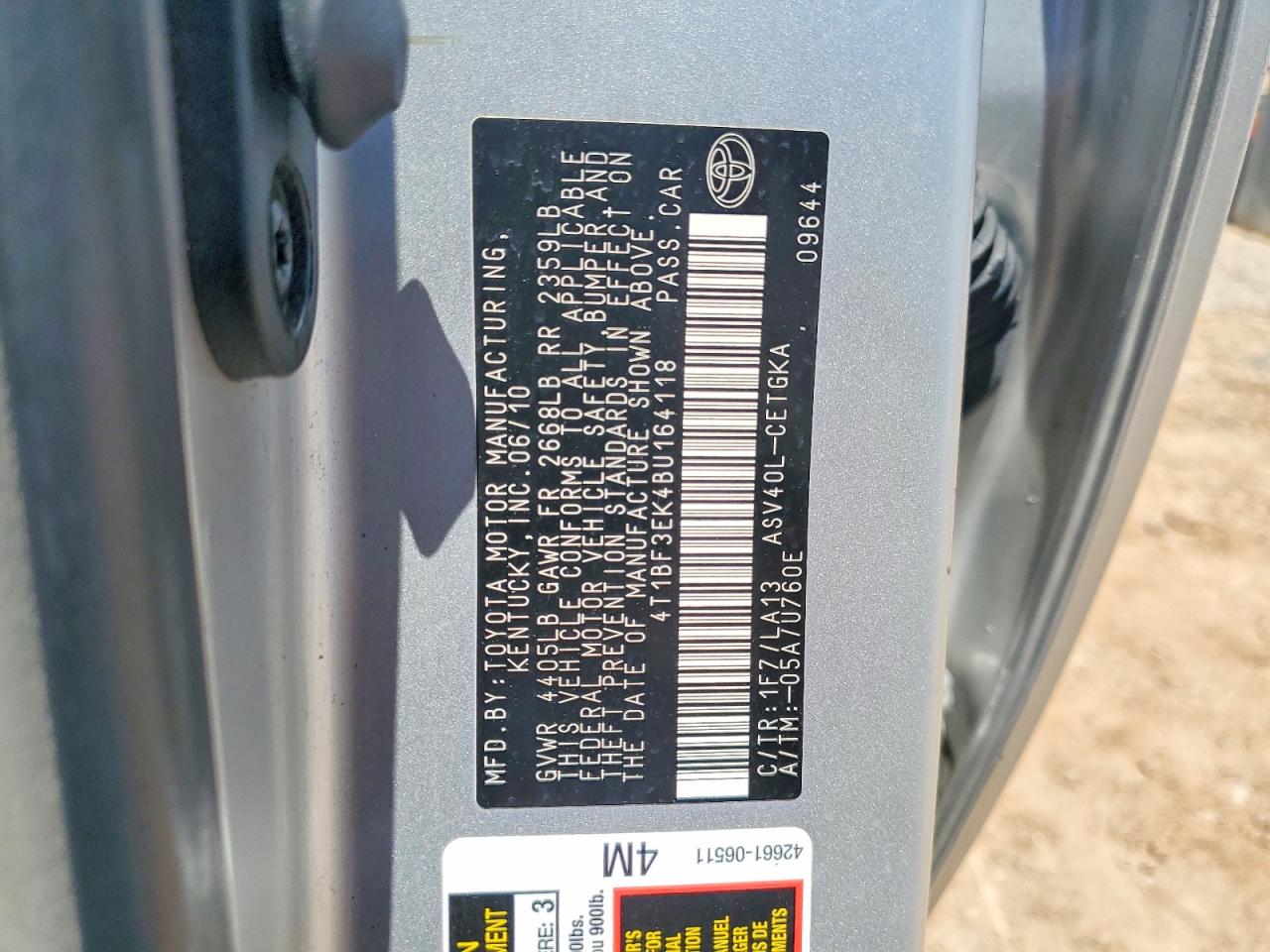 2011 TOYOTA CAMRY