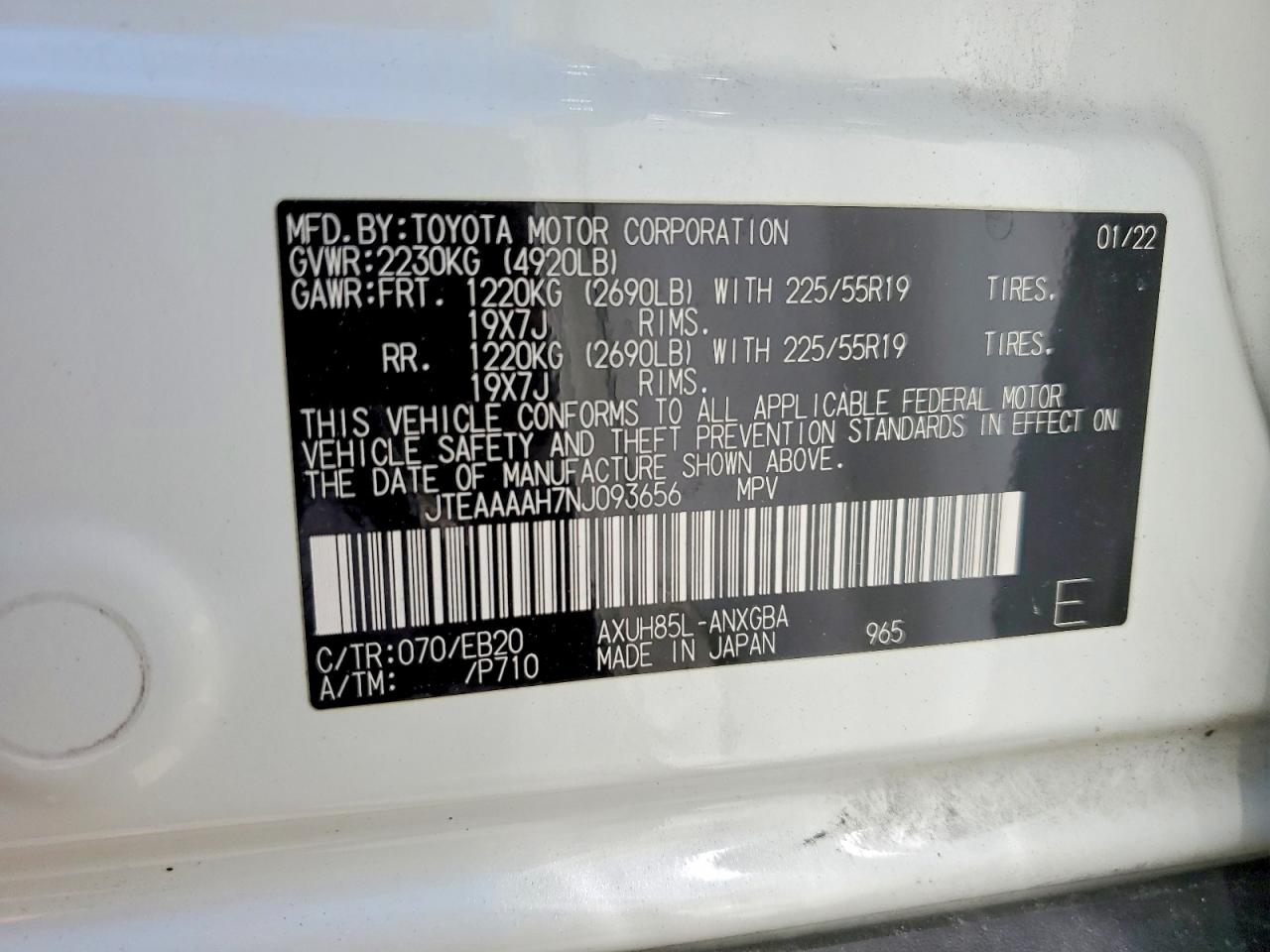 2022 TOYOTA VENZA