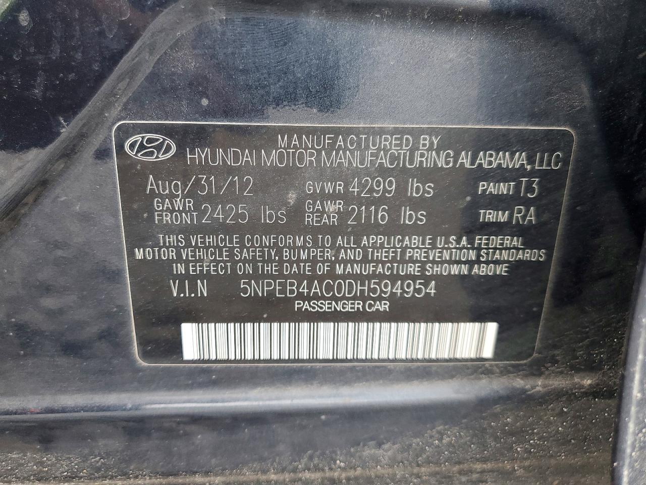 2013 HYUNDAI SONATA