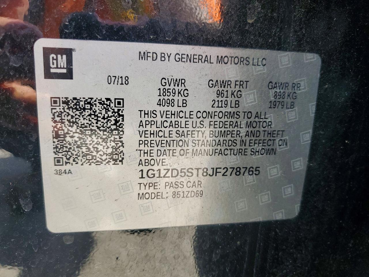 2018 CHEVROLET MALIBU LT