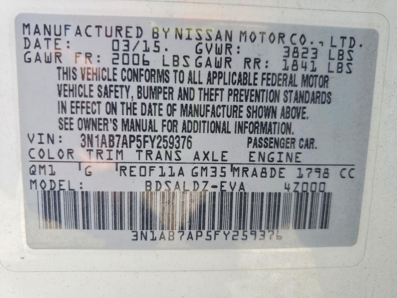 2015 NISSAN SENTRA