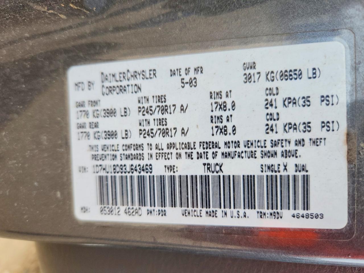 2003 DODGE RAM 1500