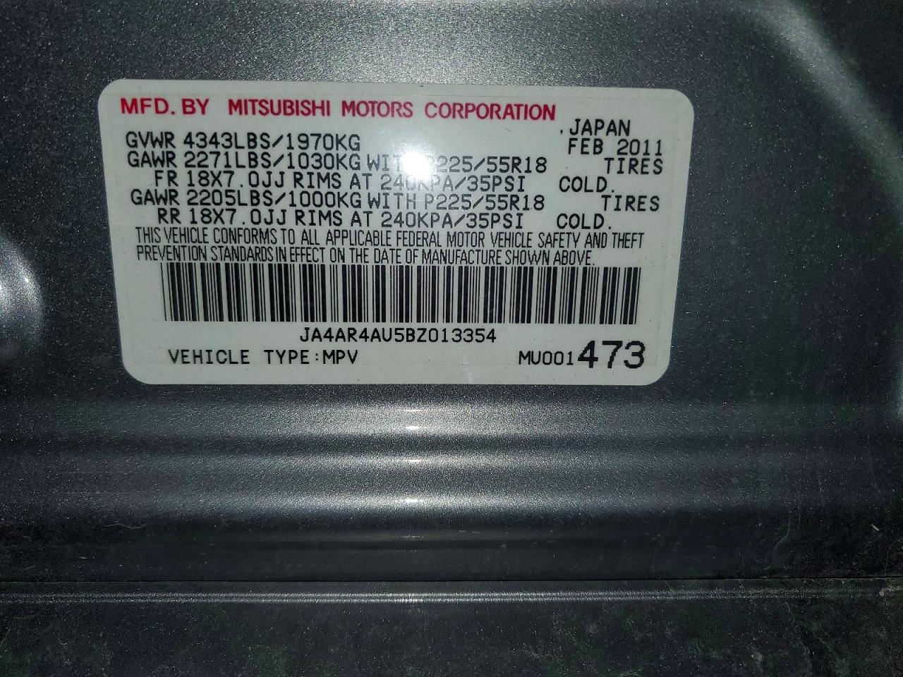 2011 MITSUBISHI OUTLANDER