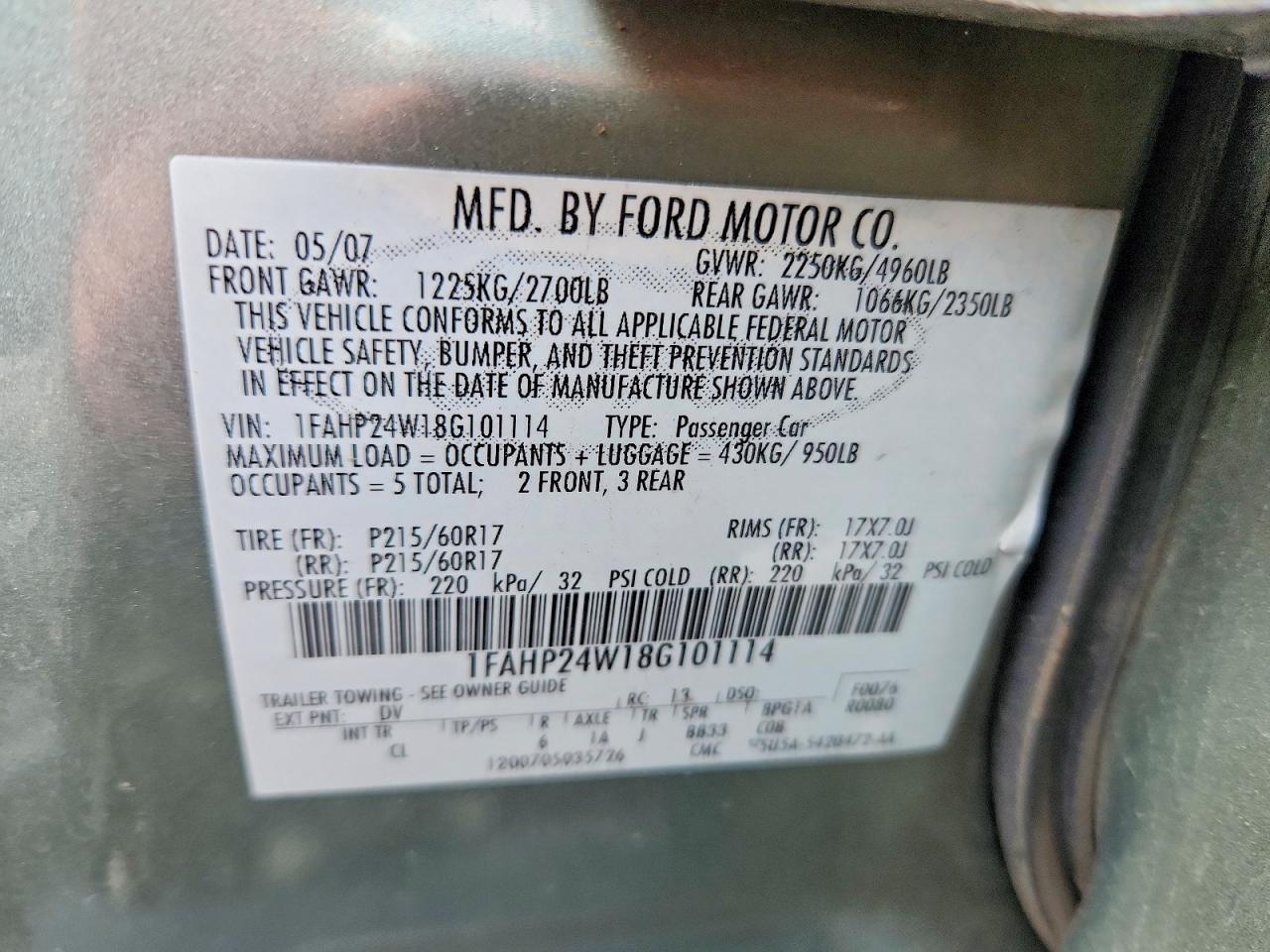 2008 FORD TAURUS
