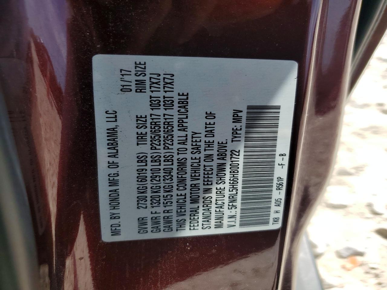 2017 HONDA ODYSSEY