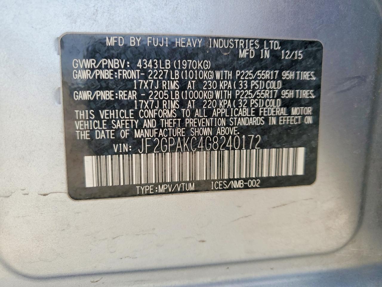 2016 SUBARU CROSSTREK