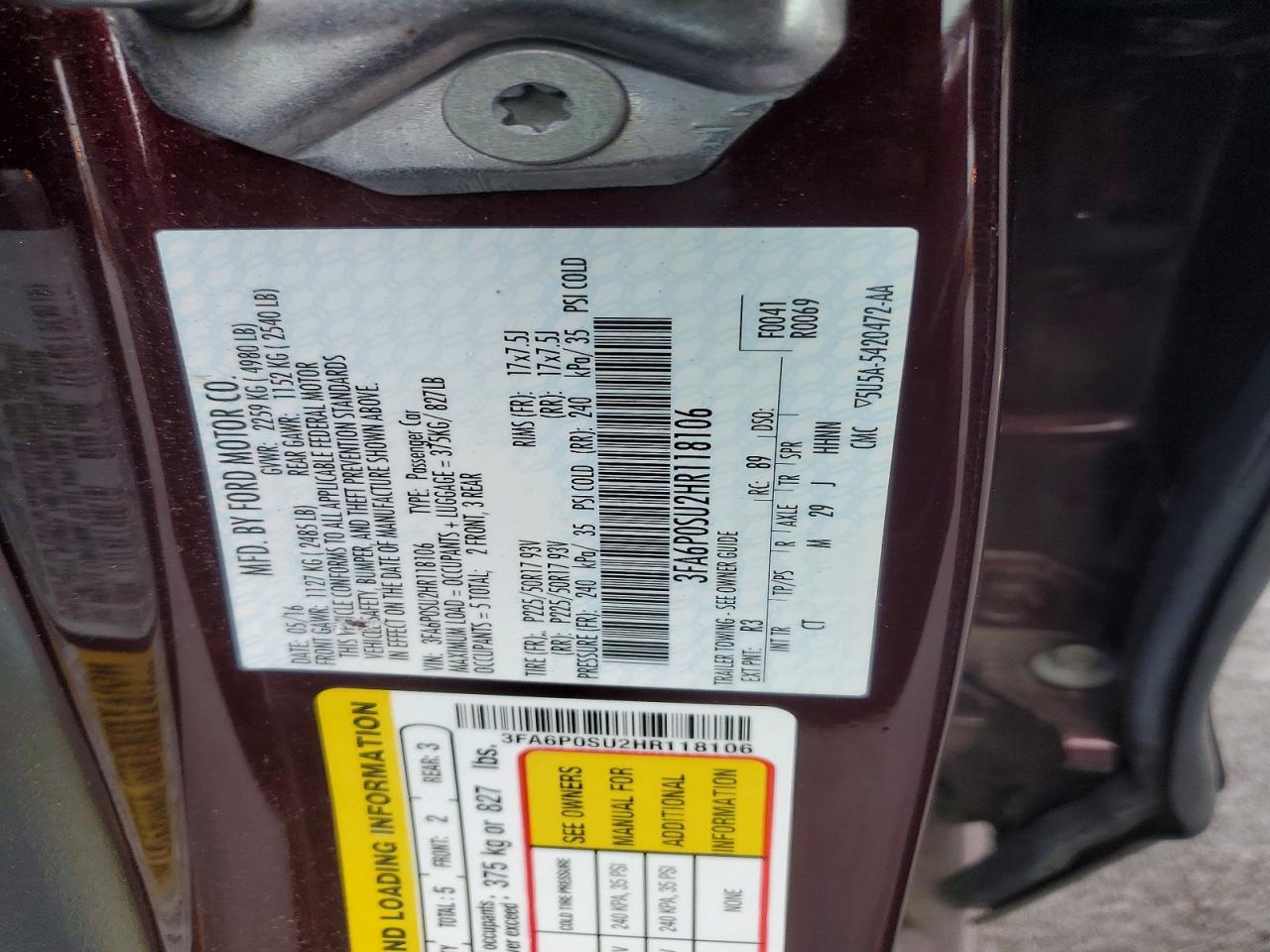 2017 FORD FUSION