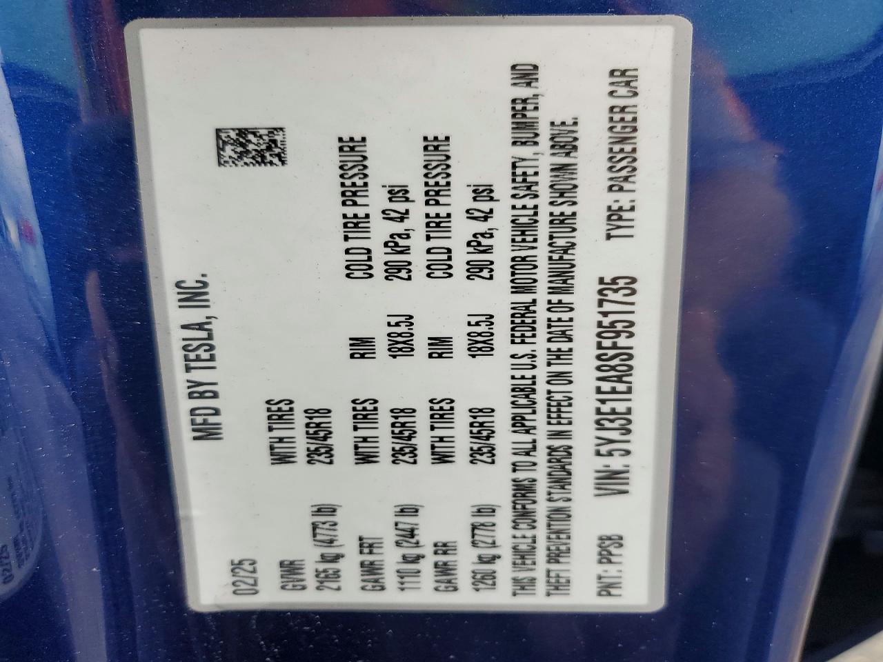 2025 TESLA MODEL 3