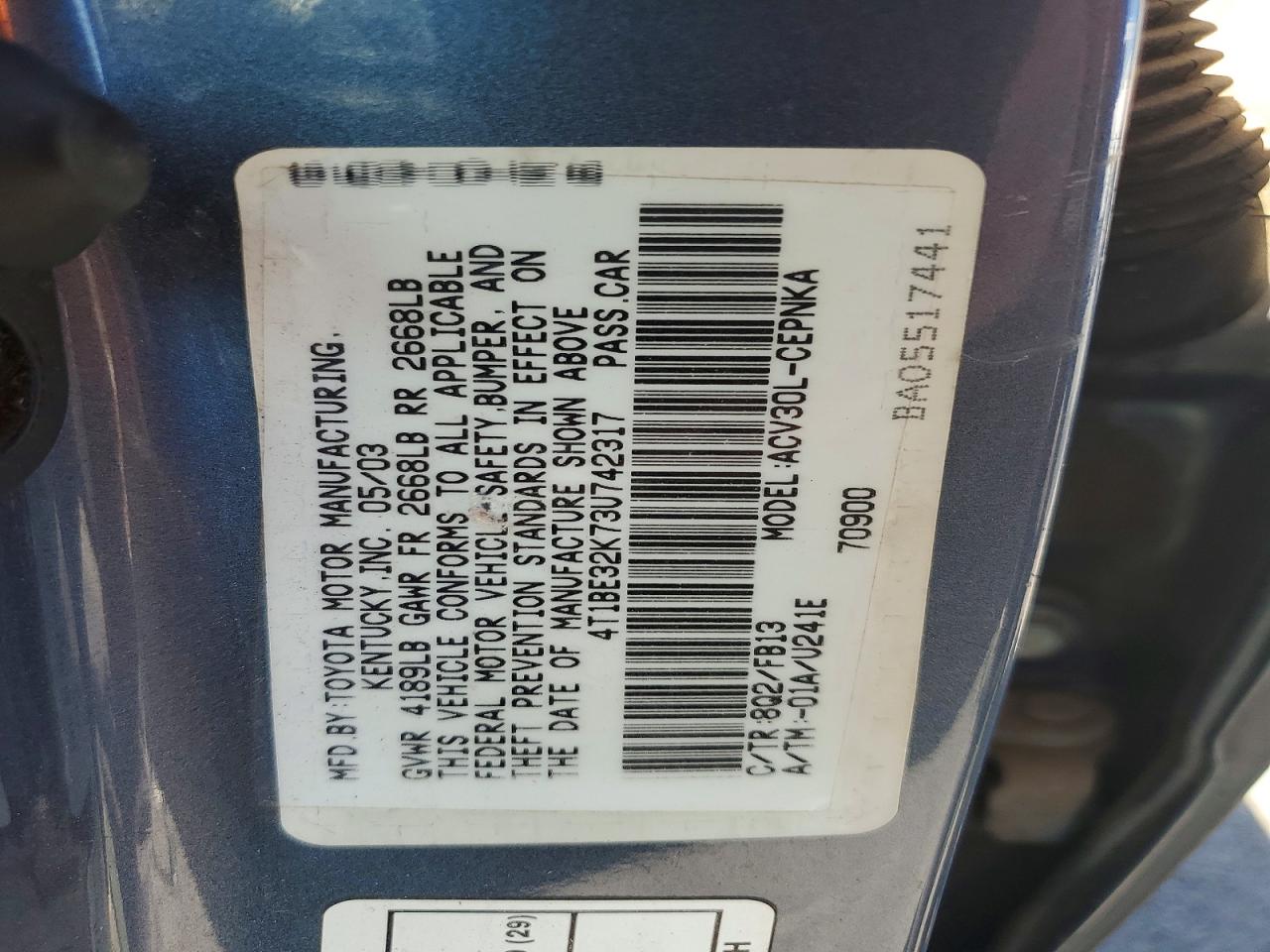 2003 TOYOTA CAMRY