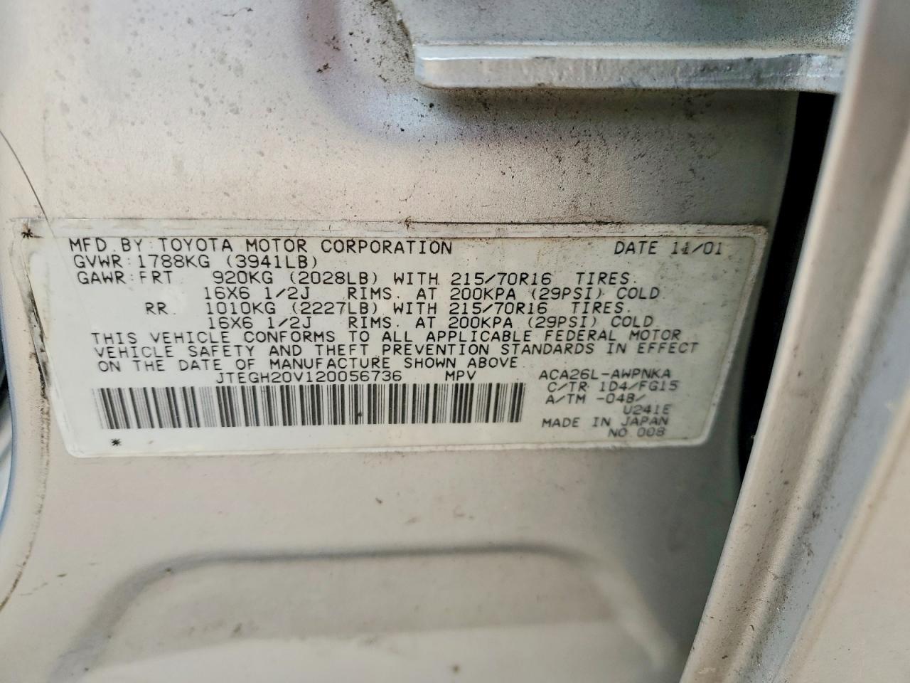 2002 TOYOTA RAV4 BASE