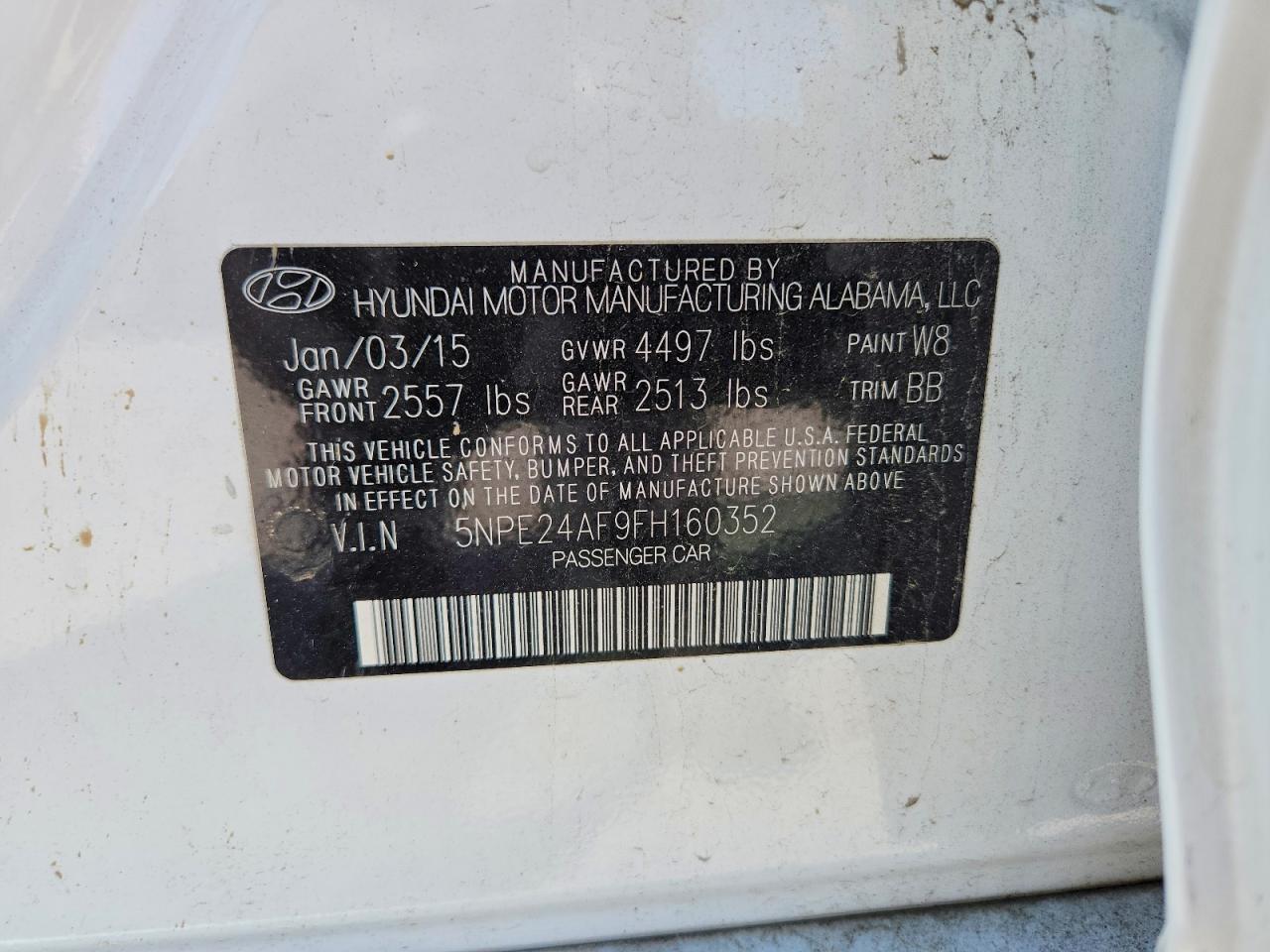 2015 HYUNDAI SONATA