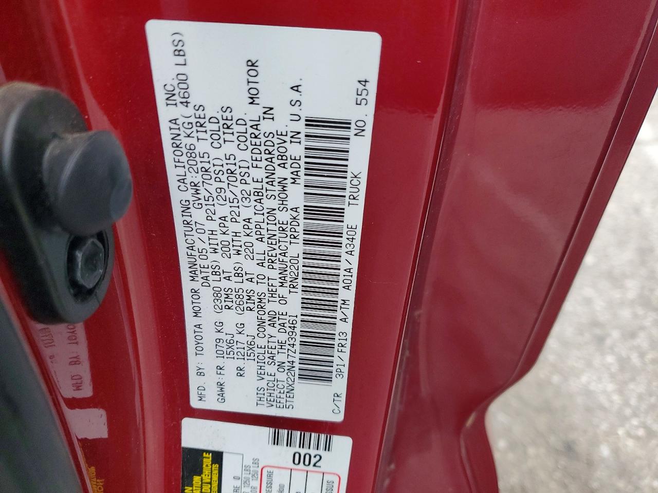 2007 TOYOTA TACOMA