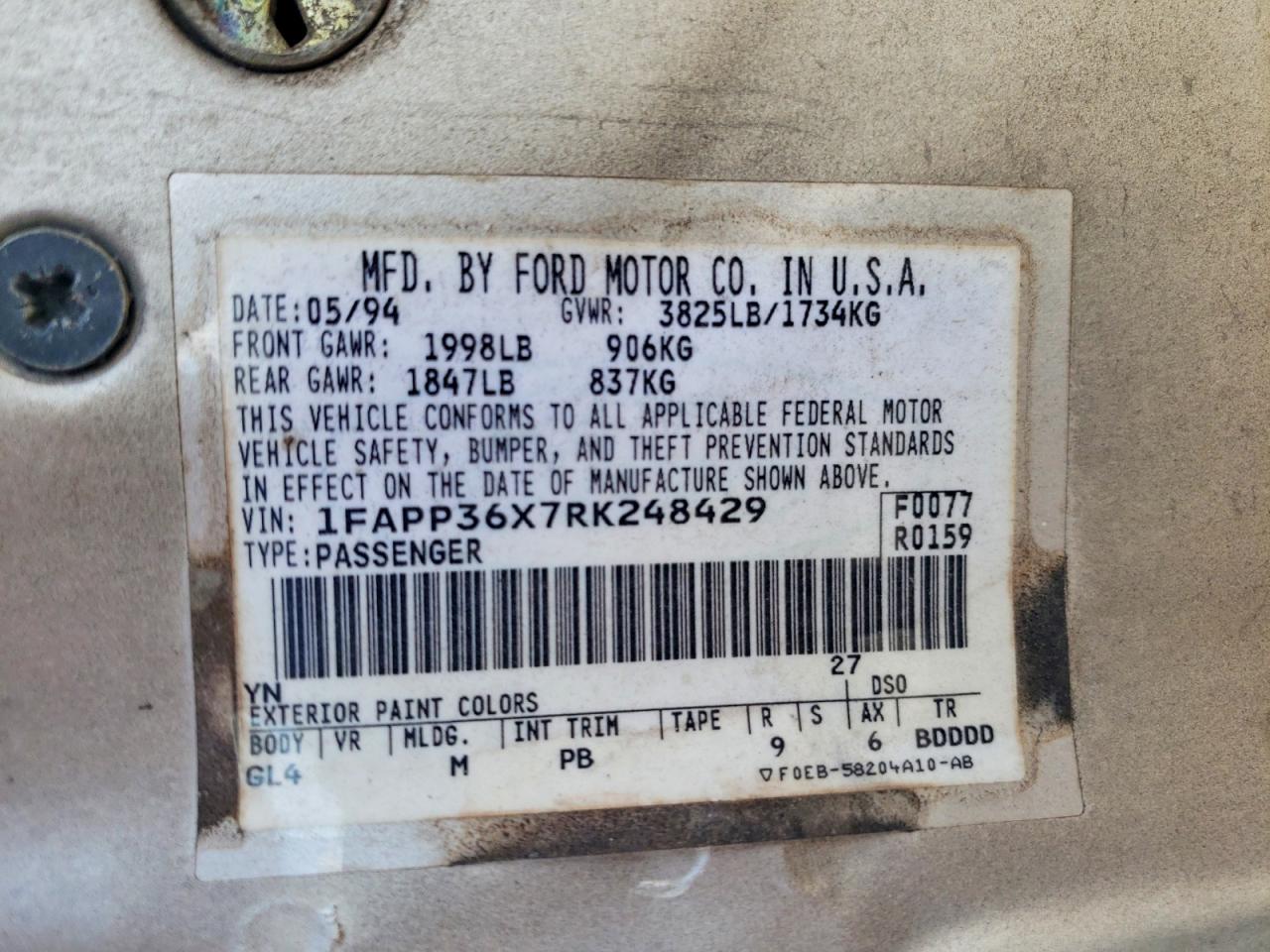 1994 FORD TEMPO