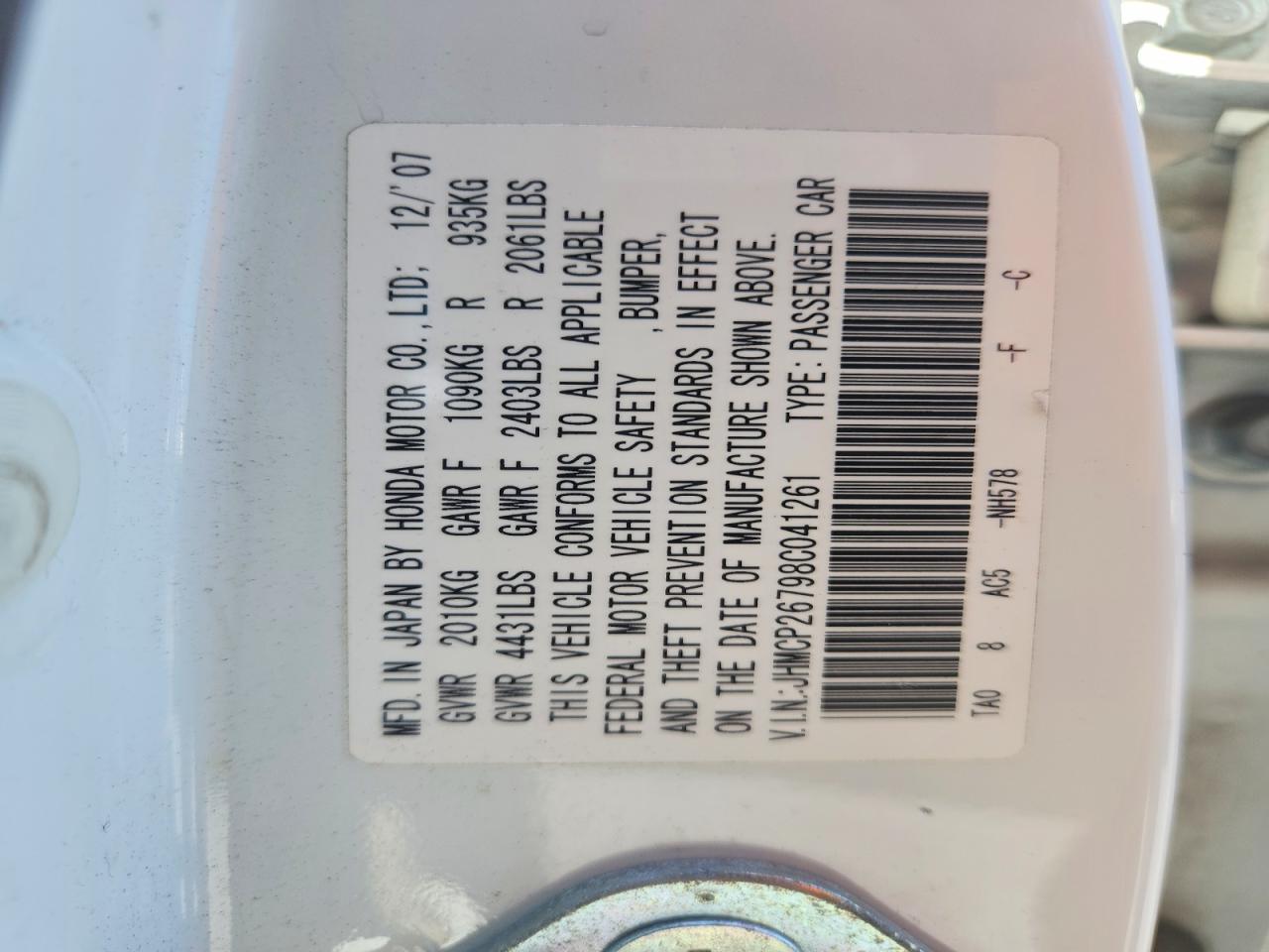 2008 HONDA ACCORD