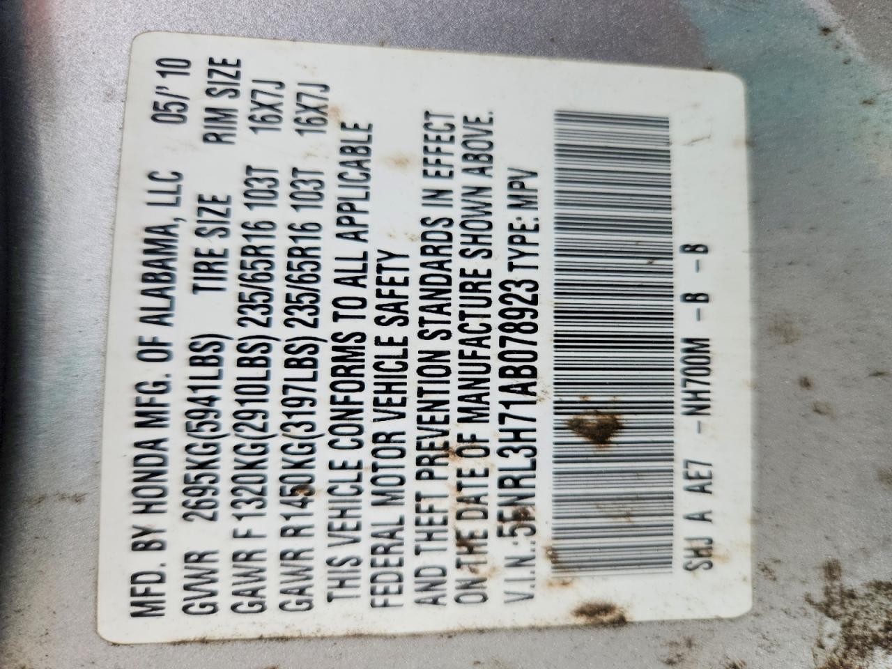 2010 HONDA ODYSSEY