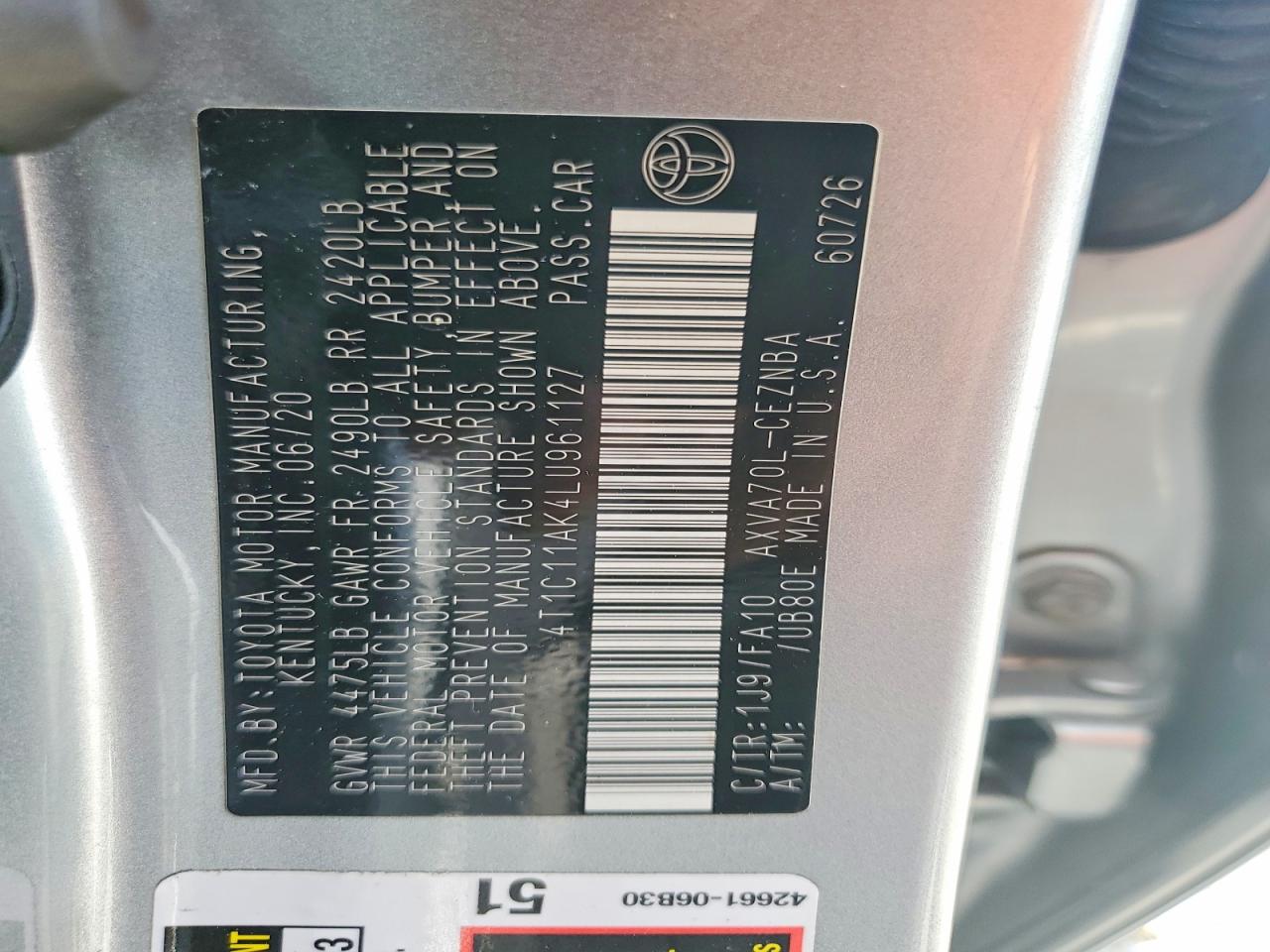 2020 TOYOTA CAMRY