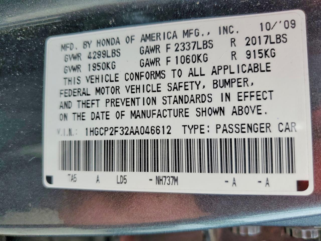 2010 HONDA ACCORD